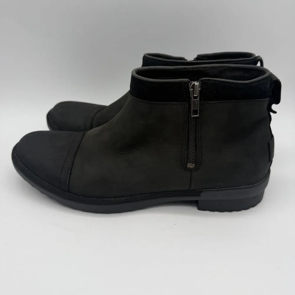 UGG Attell Waterproof Boots NEW Women's Sz 10 Shoes Black Leather Fur Lined